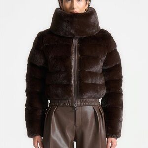 Plush Ribbed Jacket with Neck Scarf